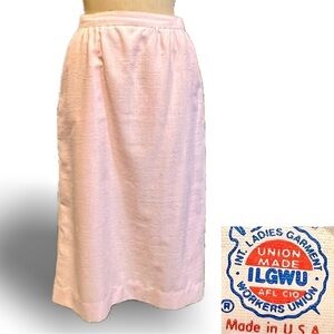 Vintage pastel powder pink midi pencil skirt Union made in‎ USA MOD 70s 60s